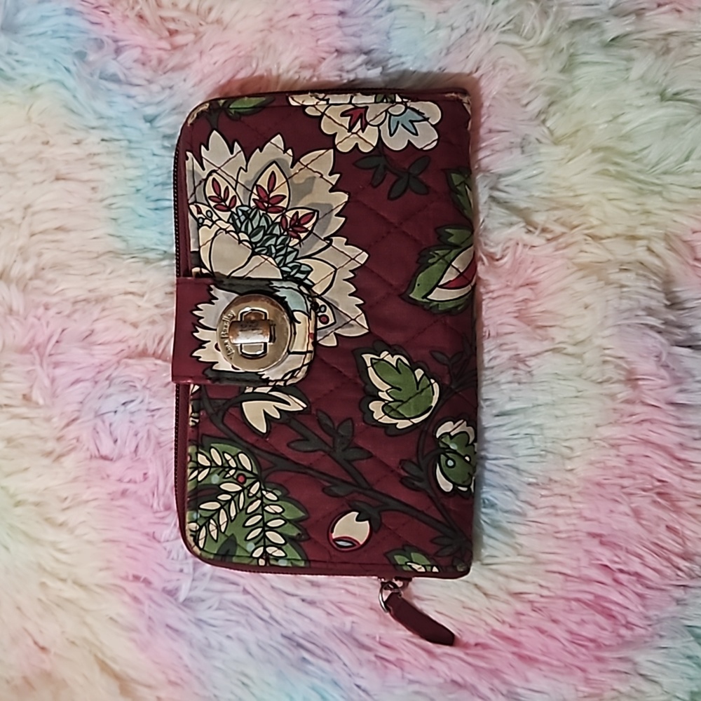 Vera Bradley Bordeaux Blooms Turn Lock Wallet